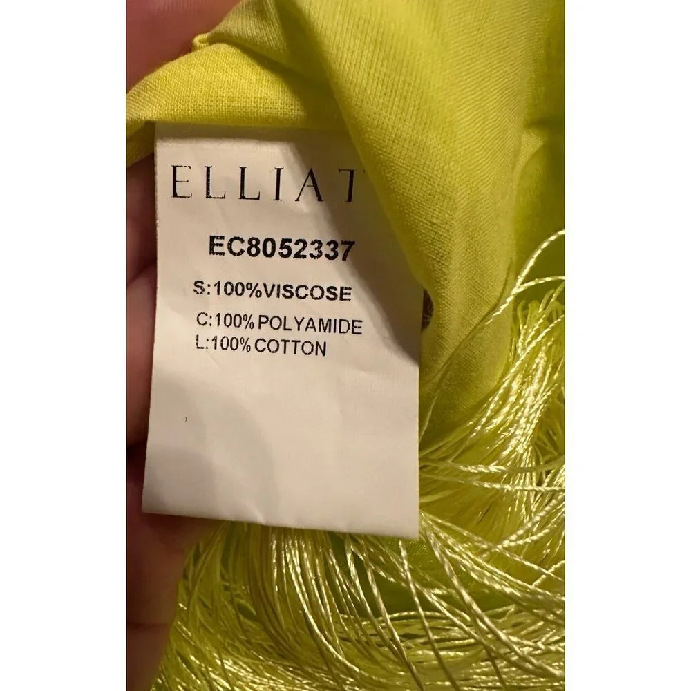 Satin Fringe Cutout XS Elliatt Citrus Leoni Halter Mini Dress In Lime Green - Picture 11 of 13
